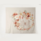 トレンディー銅赤面ブルゴーニュ花50誕生日 タペストリー (正面(横))