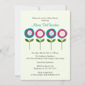 トレンディー開花フラワーズベビーシャワー招待状 招待状 (正面)