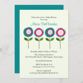 トレンディー開花フラワーズベビーシャワー招待状 招待状 (正面/裏面)