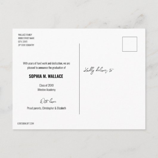 トレンディー院台本カスタム写真高校 案内ポストカード (裏面)