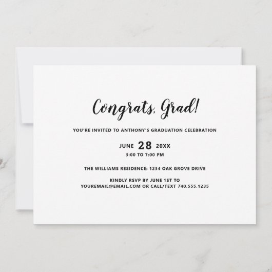 トレンディー院生金ゴールドオーバーレイモダングラードパーティー 招待状 (裏面)