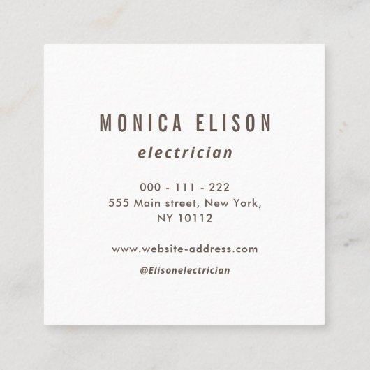 トレンディー電気技師名刺 スクエア名刺 (裏面)