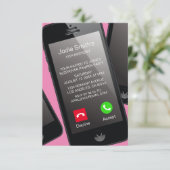 トレンディー電話10代の若者ガールズバースデーパーティー 招待状 (スタンド正面)