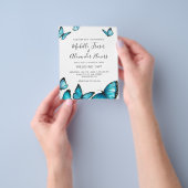 トレンディー青い水色の蝶。インビ結婚ータ チラシ (手)