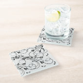 トレンディー音楽デザイン ガラスコースター (アングル)