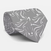 トレンディー馬シルエットパターンのグレー ネクタイ (ロール)