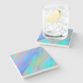 トレンディー高級グリーンブルーパープルホログラフィフェイクック ストーンコースター (横)