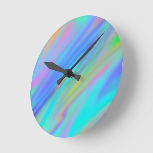 トレンディー高級グリーンブルーパープルホログラフィフェイクック ラウンド壁時計 (傾斜)