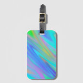 トレンディー高級グリーンブルーパープルホログラフィフェイクック ラゲッジタグ (正面縦)