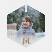 トレンディー魅力的ジョイホリデーフォト ガラスオーナメント (裏面)