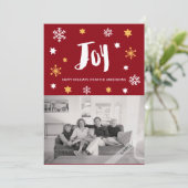 トレンディー魅力的ジョイ深いレッドホリデーフォト シーズンカード (スタンド正面)