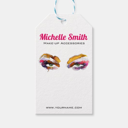 トレンディー鮮やかの水彩アイメイクアップアーティスト ギフトタグ (正面)