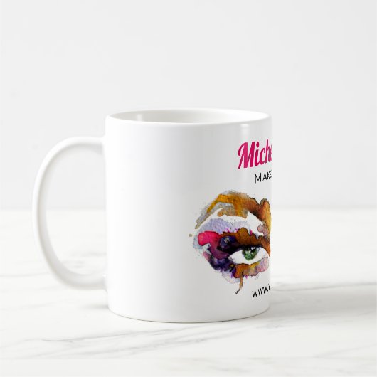 トレンディー鮮やかの水彩アイメイクアップアーティスト コーヒーマグカップ (左)