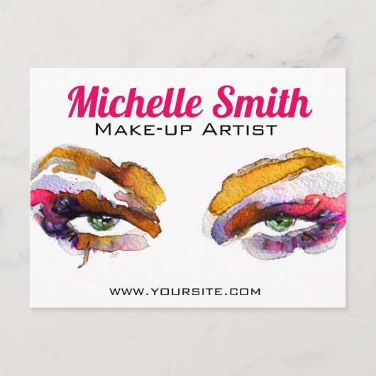 トレンディー鮮やかの水彩アイメイクアップアーティスト ポストカード (正面)