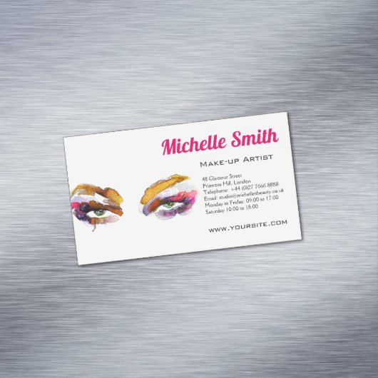 トレンディー鮮やかの水彩アイメイクアップアーティスト マグネット名刺 (インサイチュ)