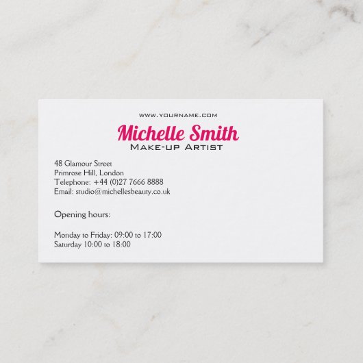 トレンディー鮮やかの水彩アイメイクアップアーティスト 名刺 (裏面)