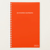 トレンディー鮮やかはっきりしたオレンジウィークリーモノグラム2024 プランナー手帳 (正面)