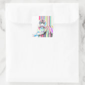 トレンディー鮮やかカラフルストライプネオン絵を描トラ スクエアシール (バッグ)