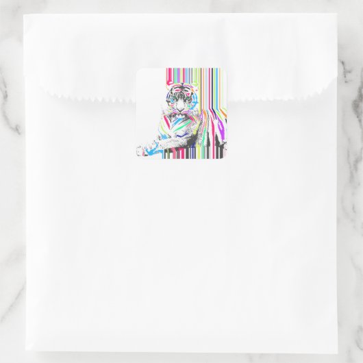 トレンディー鮮やかカラフルストライプネオン絵を描トラ スクエアシール (バッグ)