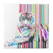 トレンディー鮮やかカラフルストライプ虎絵を描 タイル (正面)