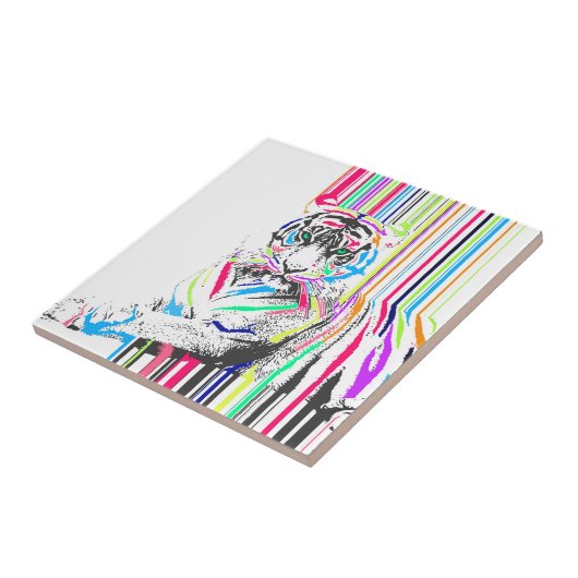 トレンディー鮮やかカラフルストライプ虎絵を描 タイル (側面)