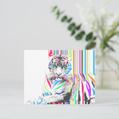 トレンディー鮮やかカラフルストライプ虎絵を描 ポストカード (スタンド正面)