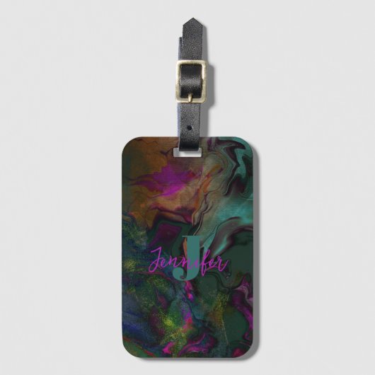 トレンディー鮮やか大理石の渦巻き ラゲッジタグ (正面縦)