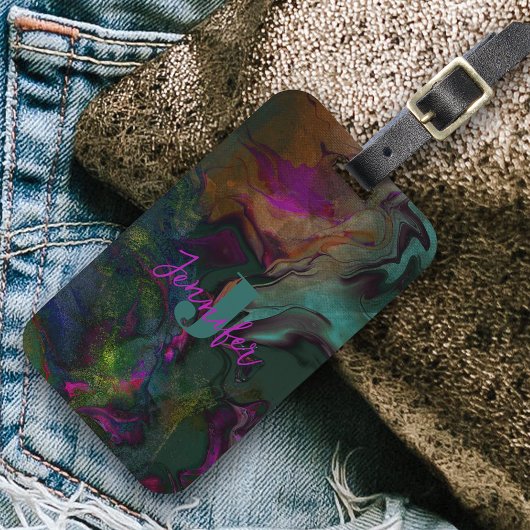 トレンディー鮮やか大理石の渦巻き ラゲッジタグ