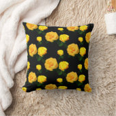 トレンディー黄フローラ クッション (ブランケット)