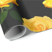 トレンディー黄フローラ ラッピングペーパー (ロールコーナー)