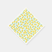 トレンディー黄緑色の水色パイナップル模様 スタンダードカクテルナプキン (角)