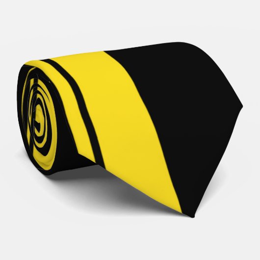トレンディー黒と黄色の縦ストライプの ネクタイ (ロール)