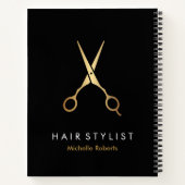 トレンディー黒パーソナライズされた金ゴールドヘアスタイリスト ノートブック (裏面)