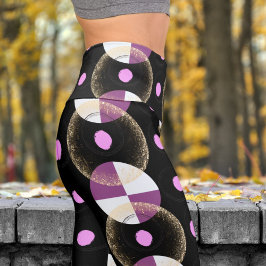 トレンディー黒核パターンヨガ カプリレギンス