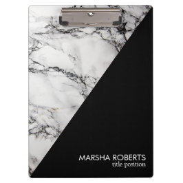 トレンディー黒白トライアングル大理石 クリップボード