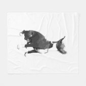 トレンディー黒白ピットブルドッグ フリースブランケット (正面(横))