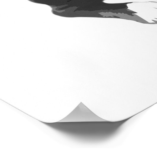 トレンディー黒白ピットブルドッグ ポスター (角)