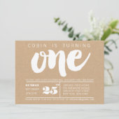 トレンディー1歳の誕生日ボーイズNumber カスタム One 招待状 (スタンド正面)