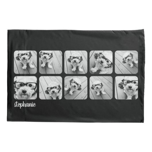 トレンディー10写真白黒スクリプト名 枕カバー (裏面)