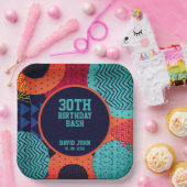 トレンディー1080sレトロ大人誕生日 ペーパープレート (パーティー)