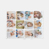 トレンディー12フォトコラージュのパーソナライズされた写真 フリースブランケット (正面(横))