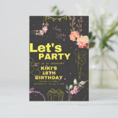 トレンディー18th誕生日パーティー招待カード 招待状 (スタンド正面)