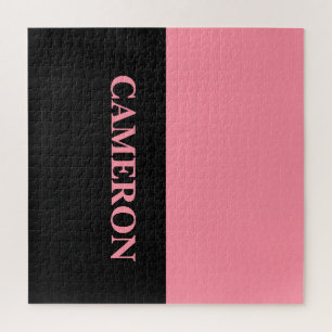 トレンディー2色  名前  ブラックとサーモンピンク ジグソーパズル