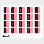 トレンディー2色 |名前 |ブラックとサーモンピンク スクエアシール (シート)