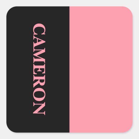 トレンディー2色 |名前 |ブラックとサーモンピンク スクエアシール (正面)