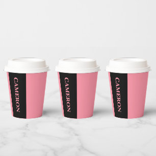 トレンディー2色  名前  ブラックとサーモンピンク 紙コップ