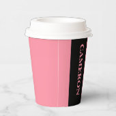 トレンディー2色 |名前 |ブラックとサーモンピンク 紙コップ (右)