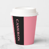 トレンディー2色 |名前 |ブラックとサーモンピンク 紙コップ (正面)