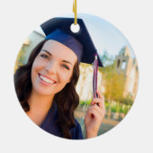 トレンディー2023卒業2写真カスタムクリスマス セラミックオーナメント (裏面)