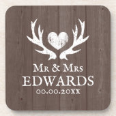 トレンディー2025結婚のヴィンテージ鹿の角の茶色 コースター (正面)